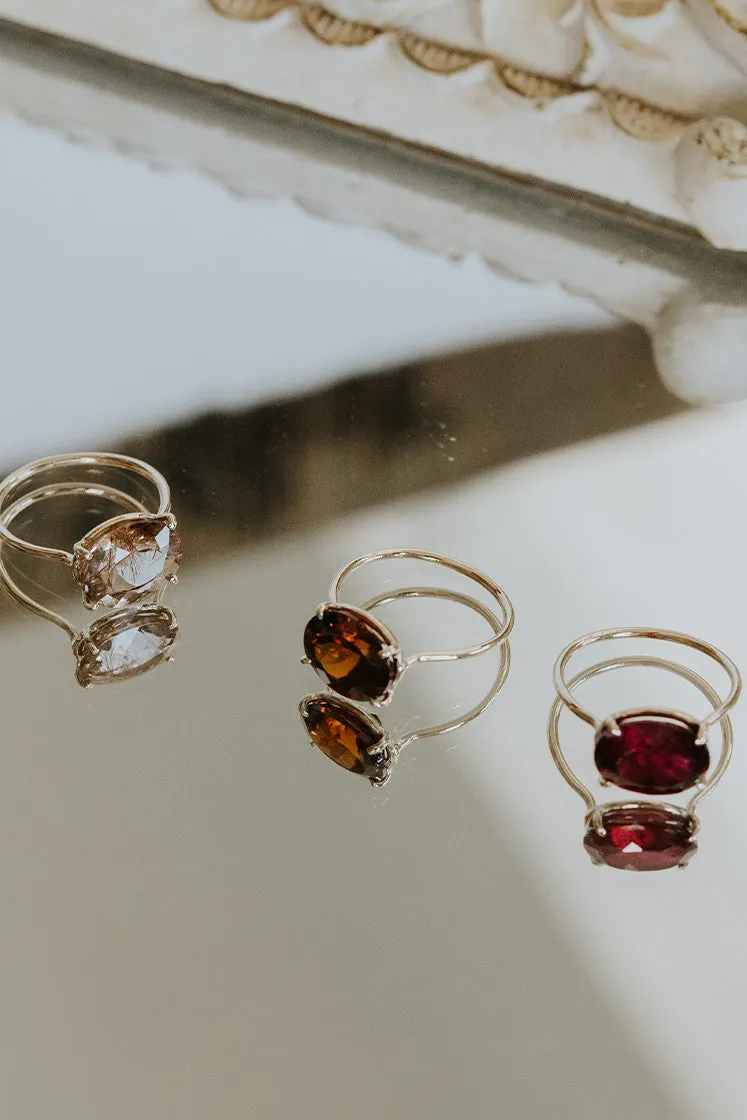 Prong Set Gemstone Ring - Red-Orange Zircon 14K