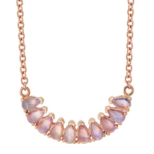 "Phoebe" Necklace in Gold with Rose Cut Rainbow Moonstone