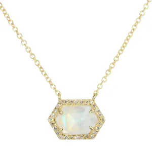 Rainbow Moonstone Hex Necklace With Diamonds