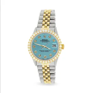 Rolex Datejust 2-Tone Watch 3.05ct Diamond Bezel/Turquoise Diamond Dial TFJ-142508548