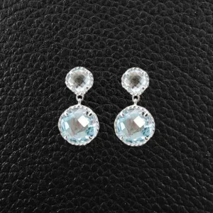 Round Blue Topaz Dangle Earrings