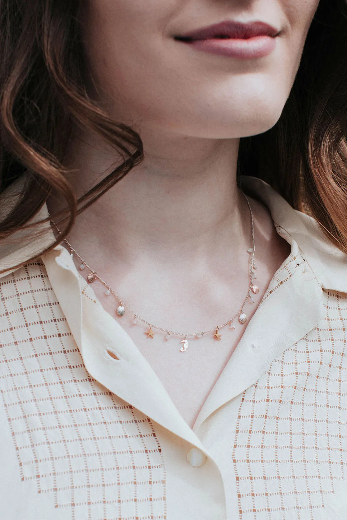 Seashell And Seahorse Charm Necklace