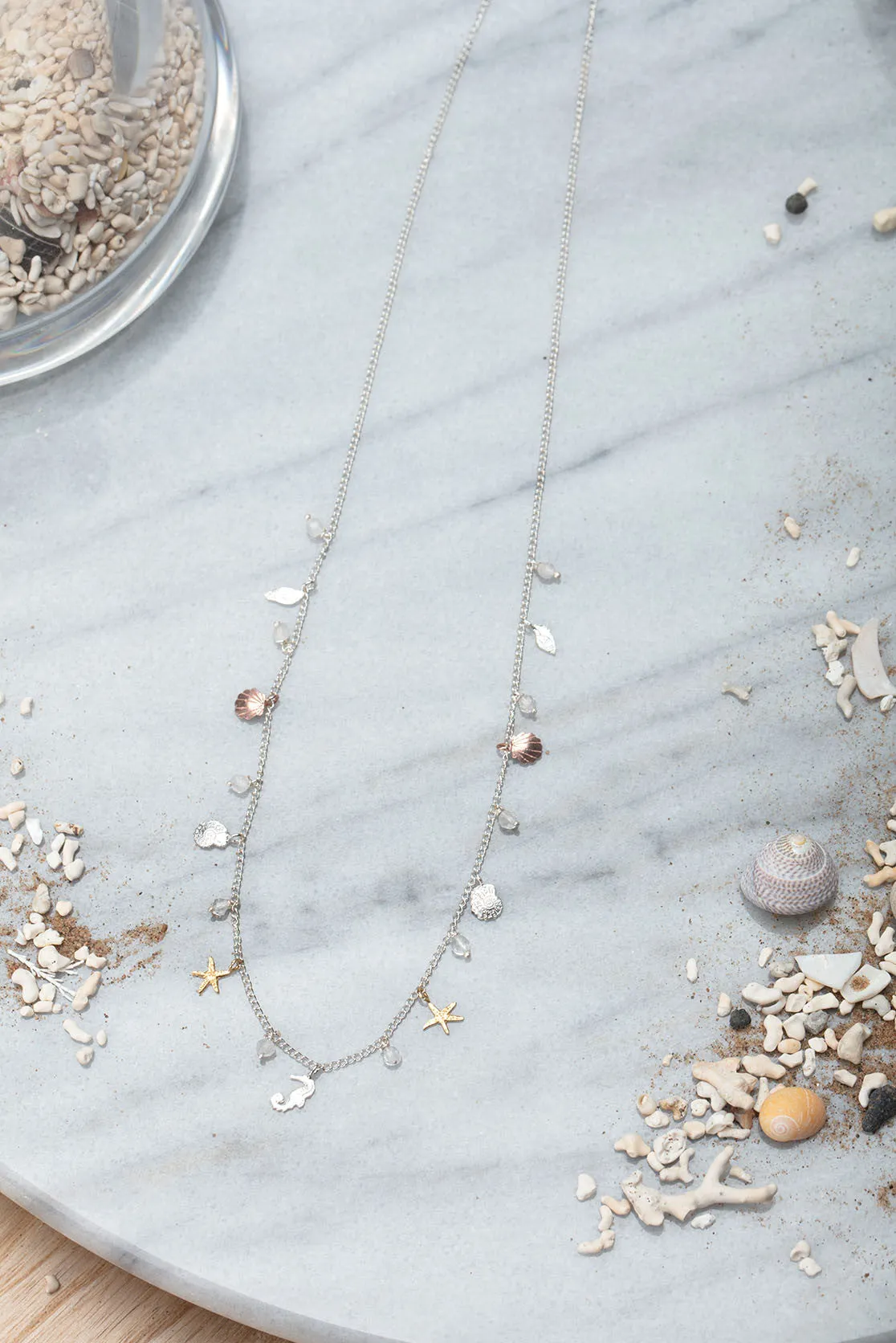 Seashell And Seahorse Charm Necklace