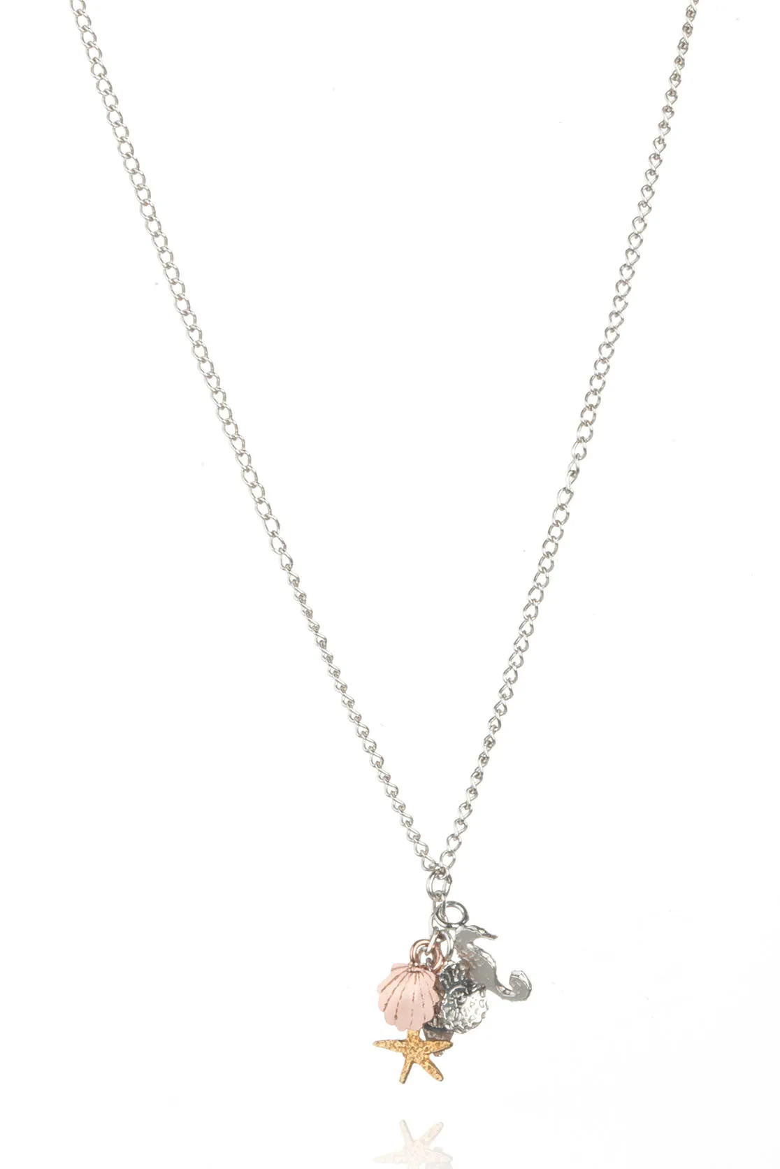 Seashells And Seahorse Pendant In Sterling Silver