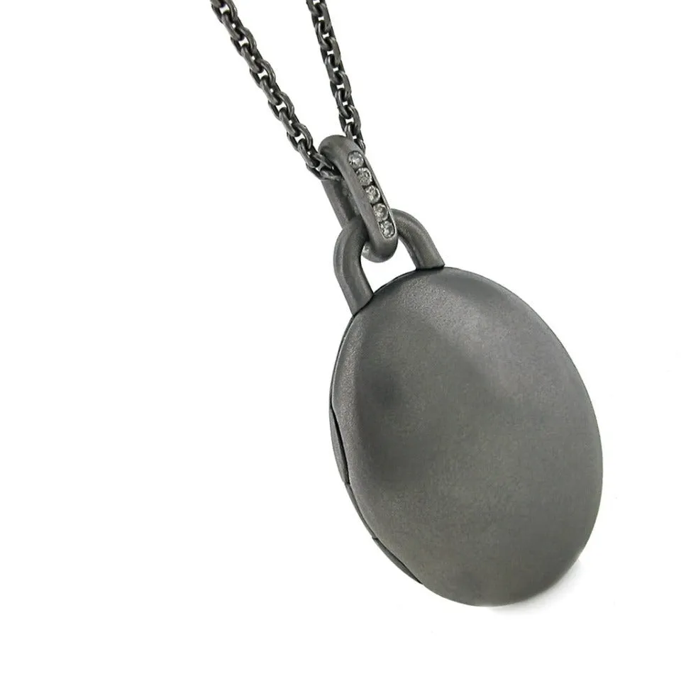 Series 46 | Cherry Blossom Locket 1,  Blackened Silver   Diamonds