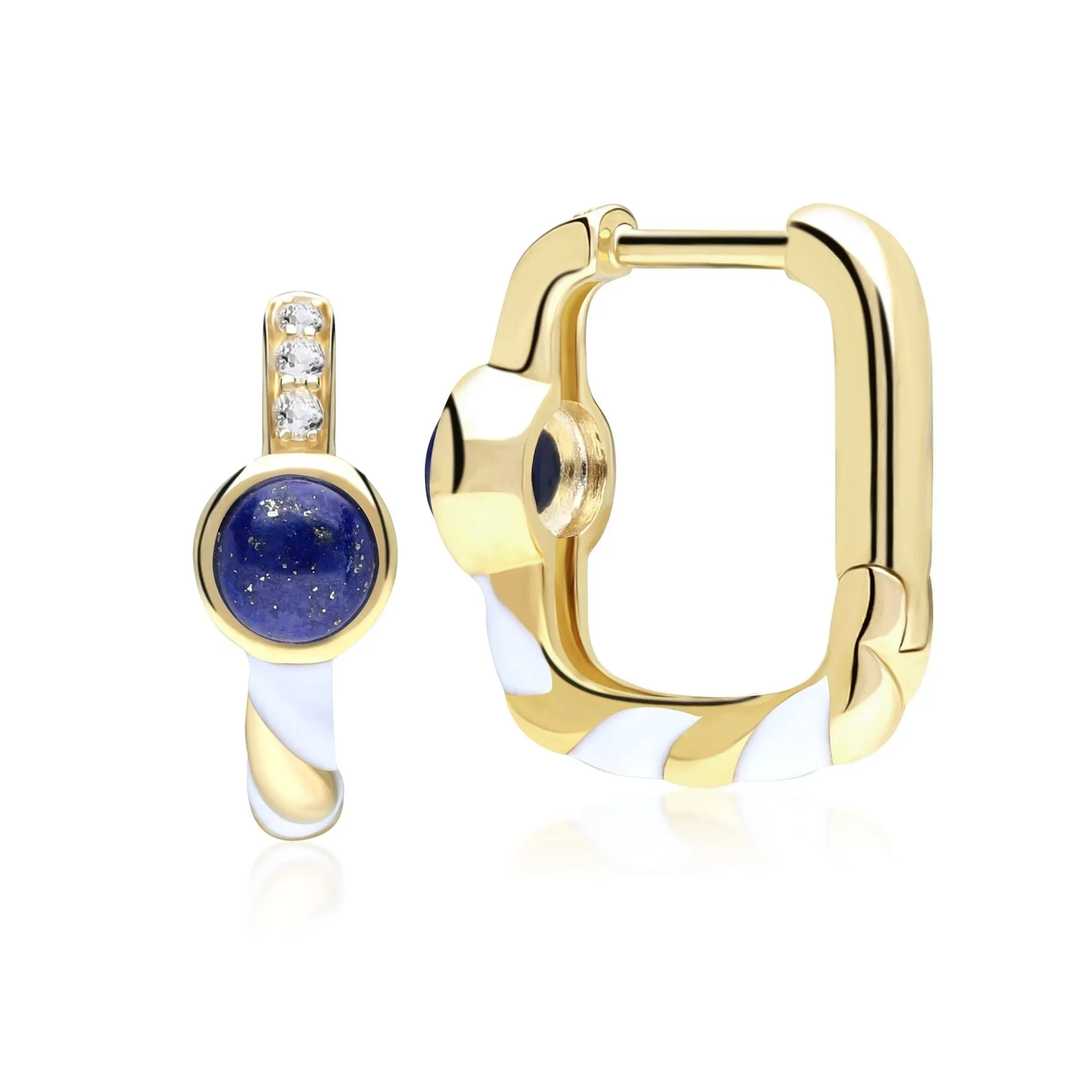 Siberian Waltz Emaille & Lapislazuli Quadrat Creolen