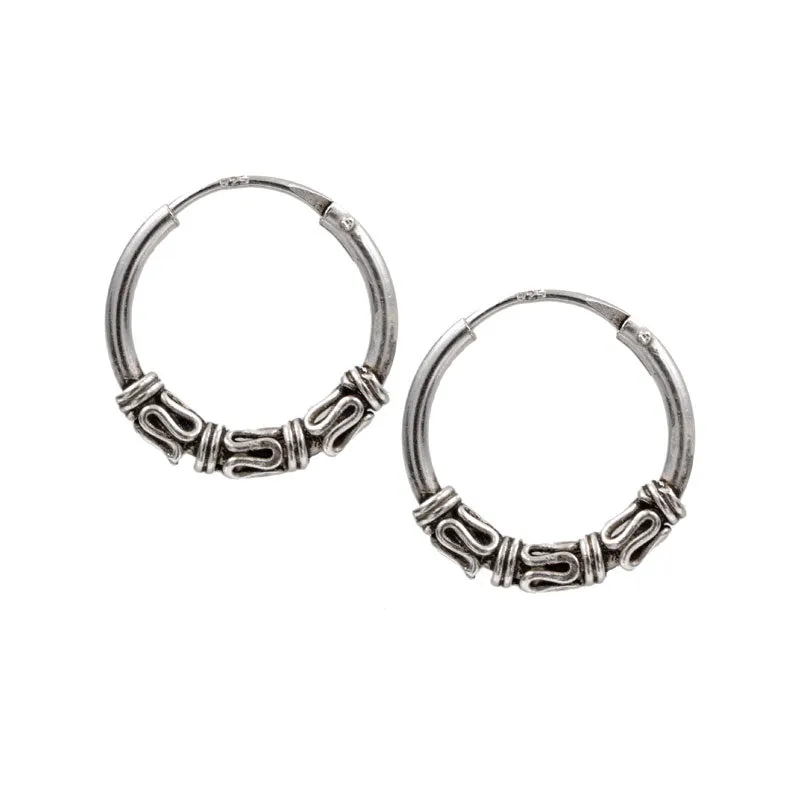 Silver Bali Hoop Earrings 'Nikita'