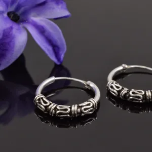 Silver Bali Hoop Earrings 'Nikita'