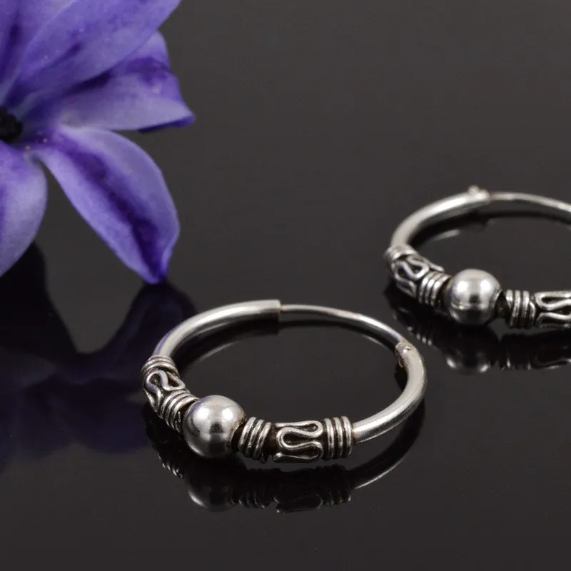 Silver Bali Hoop Earrings 'Suki'