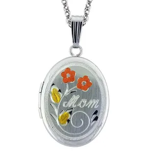 Silver Oval "Mom" Locket