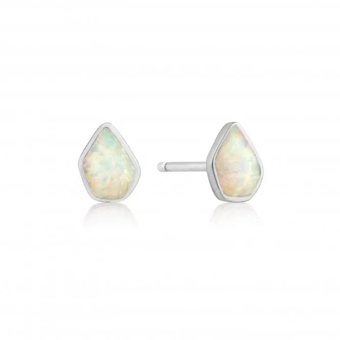 Silver Rhodium Plated Opal Colour Stud Earrings E014-03H