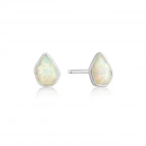 Silver Rhodium Plated Opal Colour Stud Earrings E014-03H