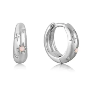Silver Starry Kyoto Opal Huggie Hoop Earrings
