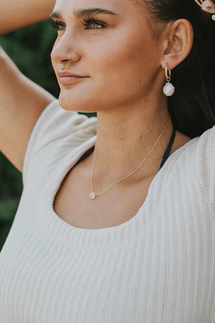 Single Stone Necklace - Moonstone 14K