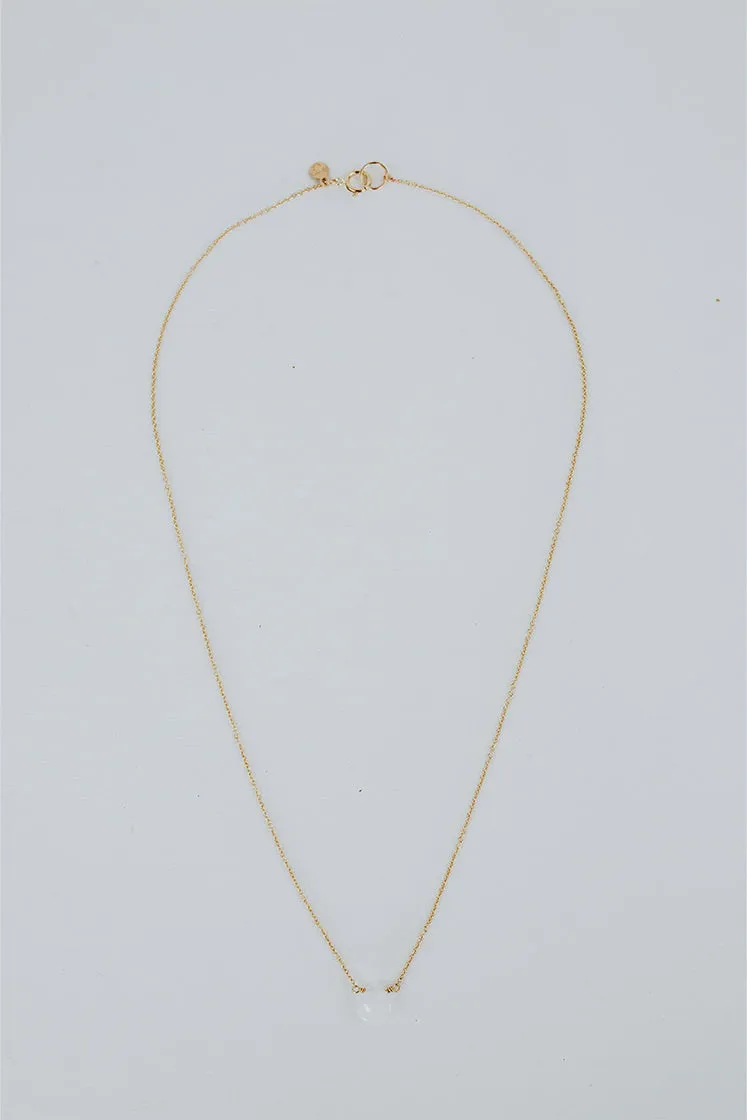 Single Stone Necklace - Moonstone 14K