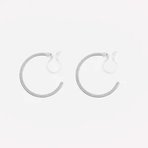 SMALL HOOP CLIP-ON EARRINGS IN SILVER