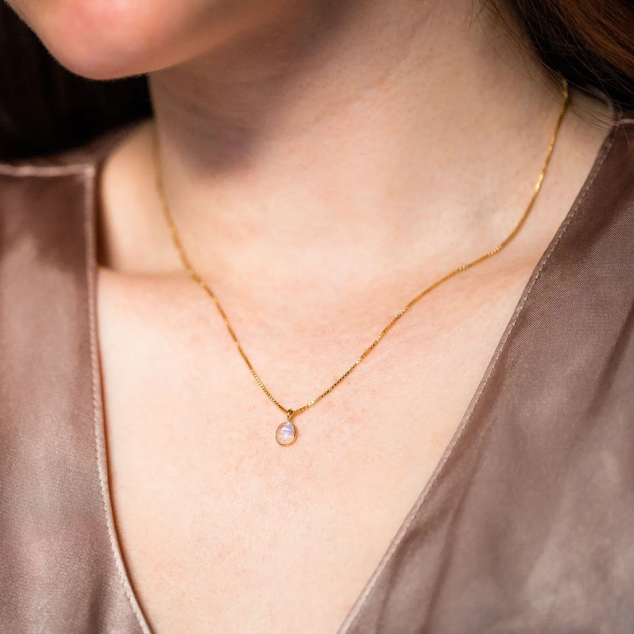 Sofia Slice Necklace with Moonstone