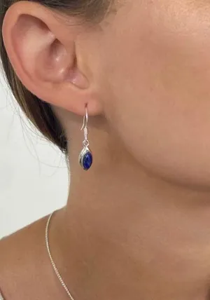 Solid Silver Lapis Lazuli Double Framed Drop Earrings