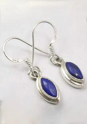 Solid Silver Lapis Lazuli Double Framed Drop Earrings