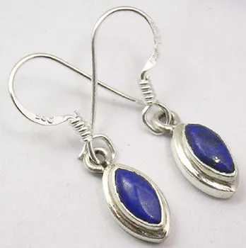 Solid Silver Lapis Lazuli Double Framed Drop Earrings