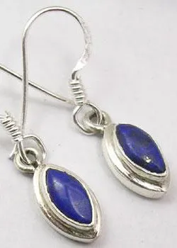 Solid Silver Lapis Lazuli Double Framed Drop Earrings