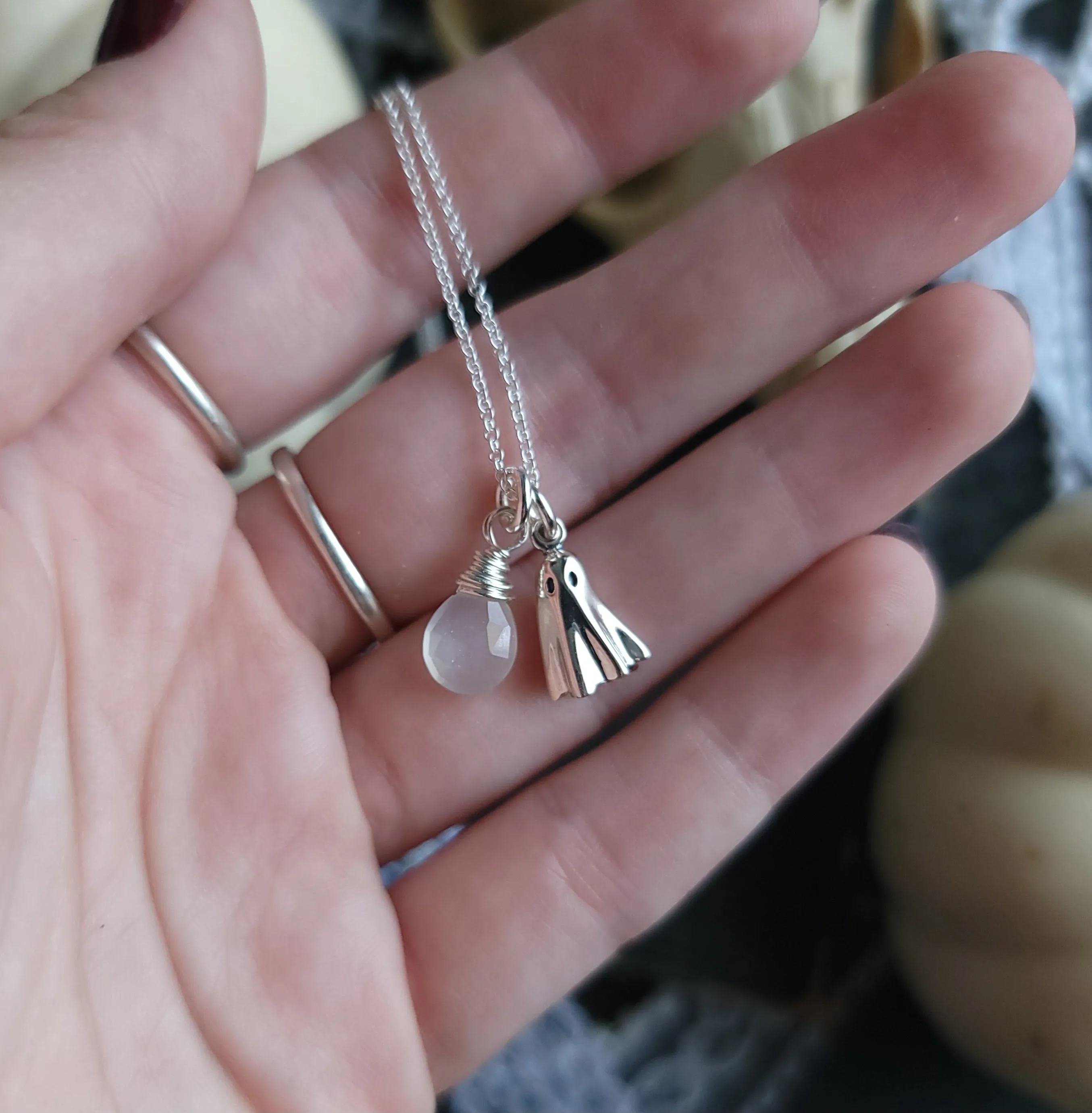 Spirits - White Moonstone Necklace - Sterling Silver