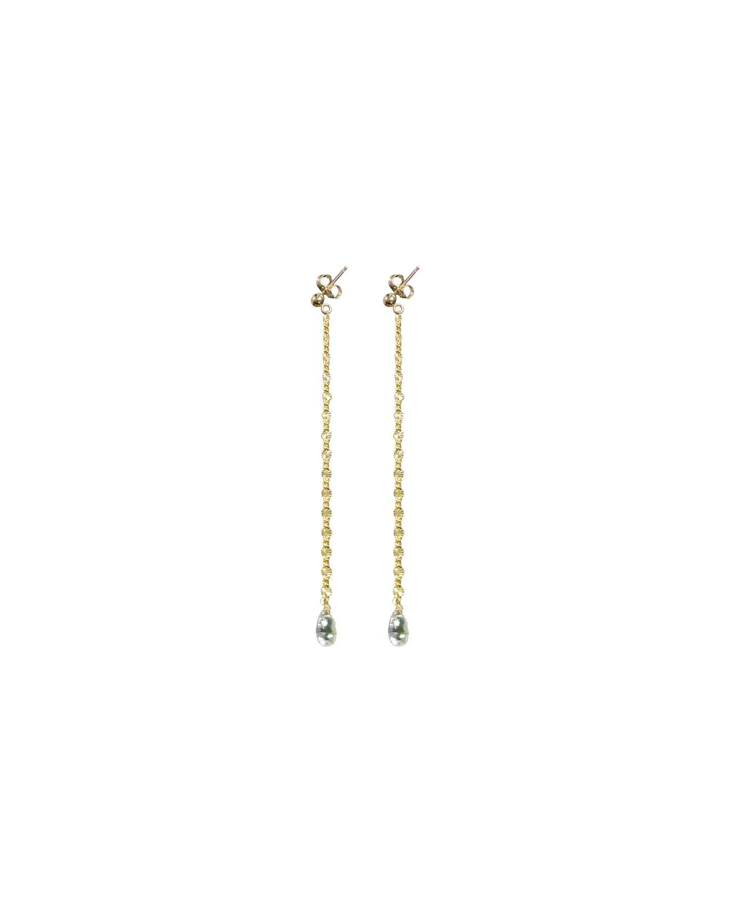 Stamped Chain Topaz Stone Dangle Earrings