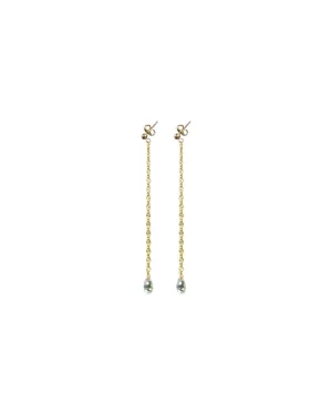 Stamped Chain Topaz Stone Dangle Earrings
