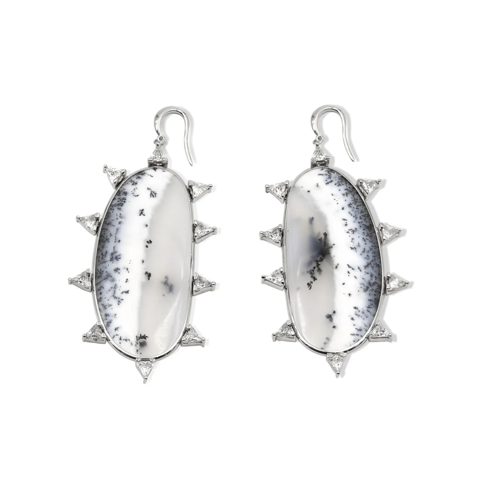 Starburst Dendritic Opal Earrings