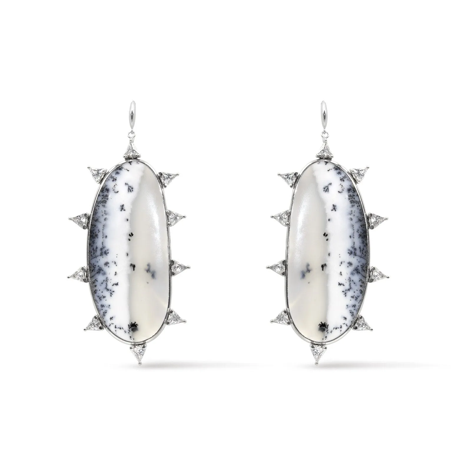 Starburst Dendritic Opal Earrings