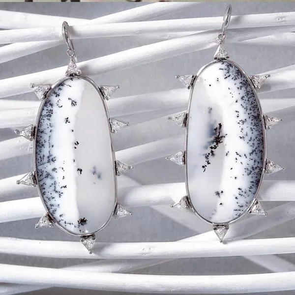 Starburst Dendritic Opal Earrings