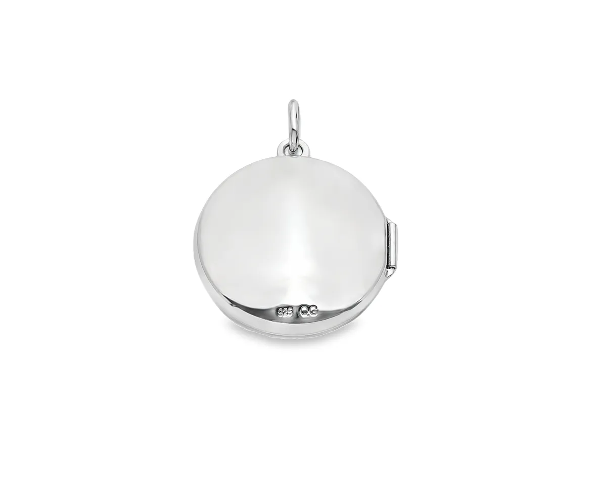 Sterling Silver Compass Round Locket Necklace