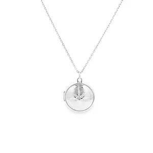 Sterling Silver Compass Round Locket Necklace