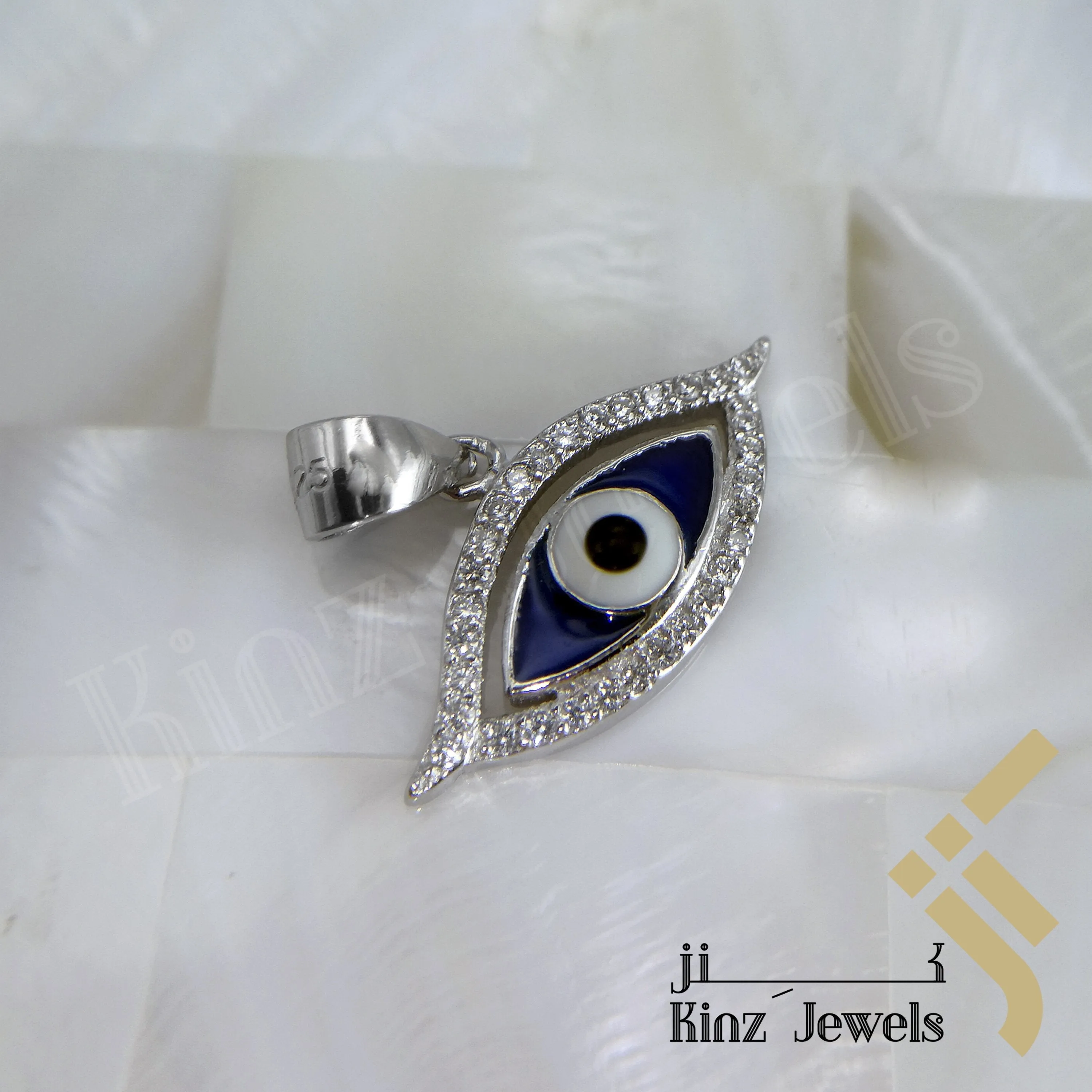 Sterling Silver Evil Eye Enamel Zircon Frame Pendant