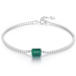 Sterling Silver Moissanite Emerald Tennis Bracelet - Classic Charm