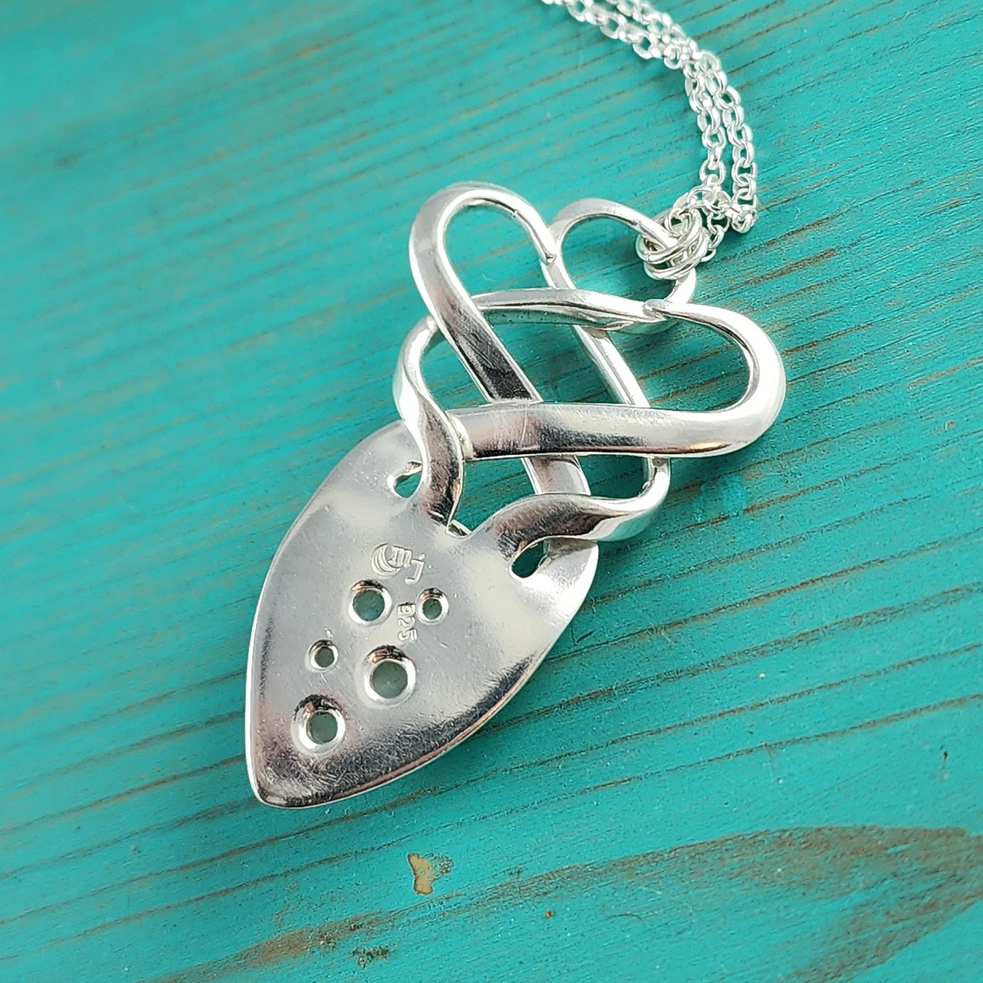Sterling Silver Moonstone Twisted Fork Pendant