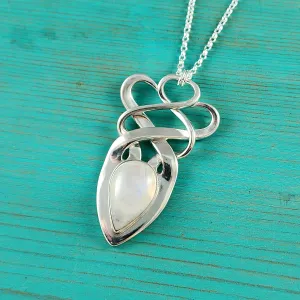 Sterling Silver Moonstone Twisted Fork Pendant