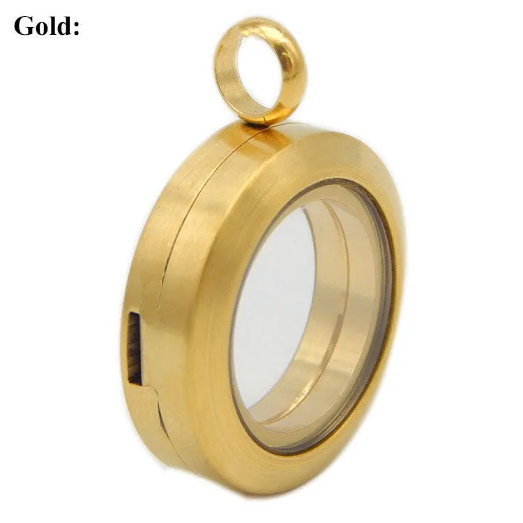 Surgical Stainless Steel Silver Tone Plain Round Pendant Glass Living Floating Memory Locket 20 25 30 35 38 mm Final Sale