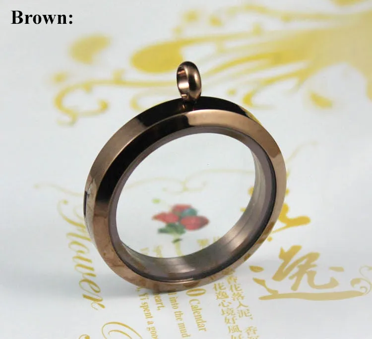 Surgical Stainless Steel Silver Tone Plain Round Pendant Glass Living Floating Memory Locket 20 25 30 35 38 mm Final Sale