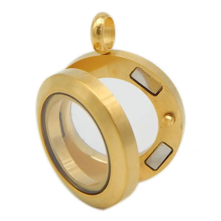 Surgical Stainless Steel Silver Tone Plain Round Pendant Glass Living Floating Memory Locket 20 25 30 35 38 mm Final Sale