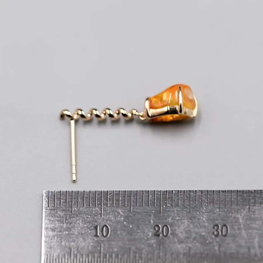 Swirl Mexican Fire Opal Drop Earrings in 18K Yellow Gold