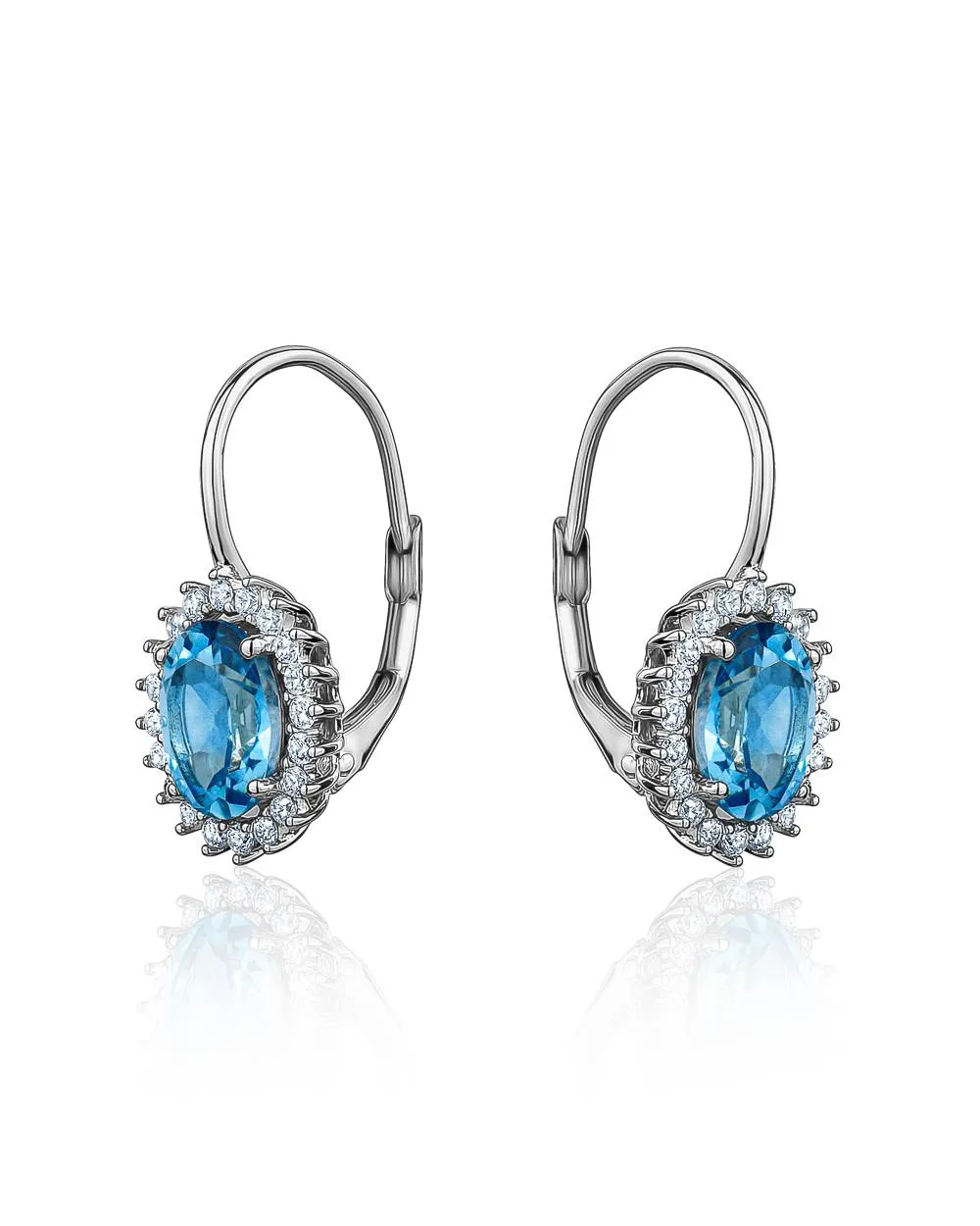 Swiss Blue Topaz Oval Earrings