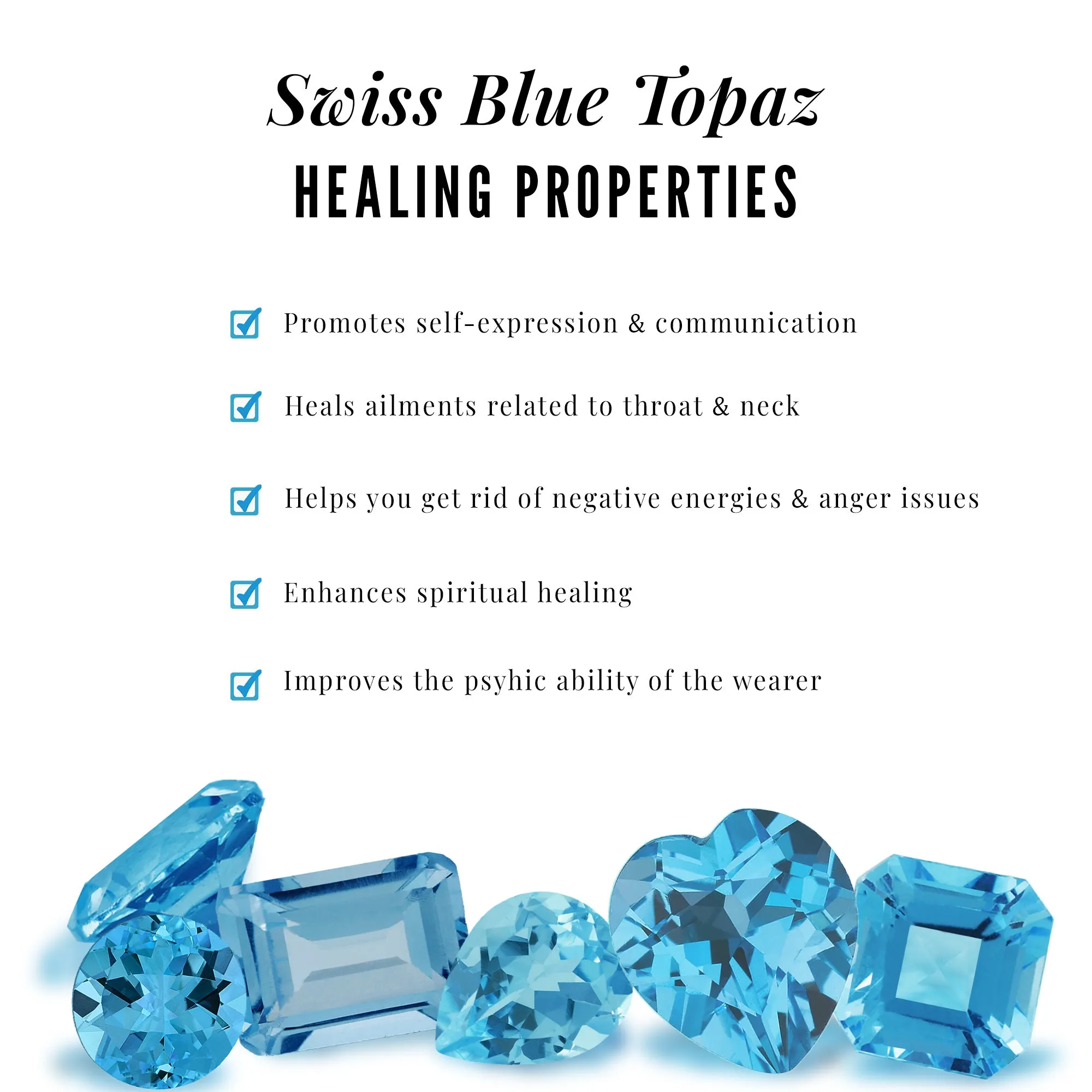 Swiss Blue Topaz Solitaire Stud Earrings in 4 Prong Setting