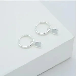 Tate Huggie Hoop Earrings - Silver