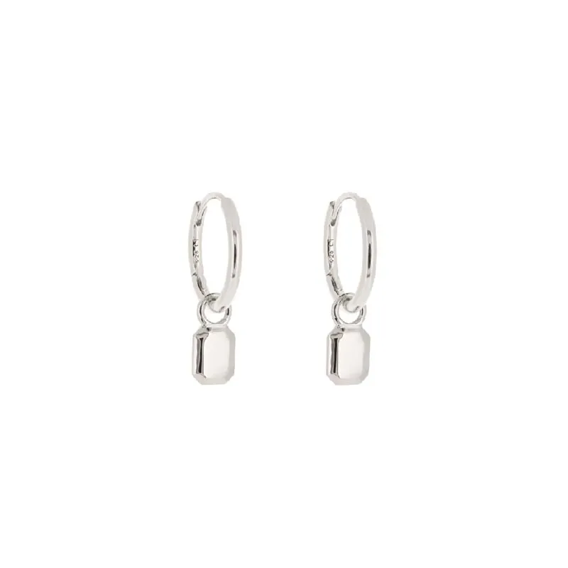 Tate Huggie Hoop Earrings - Silver