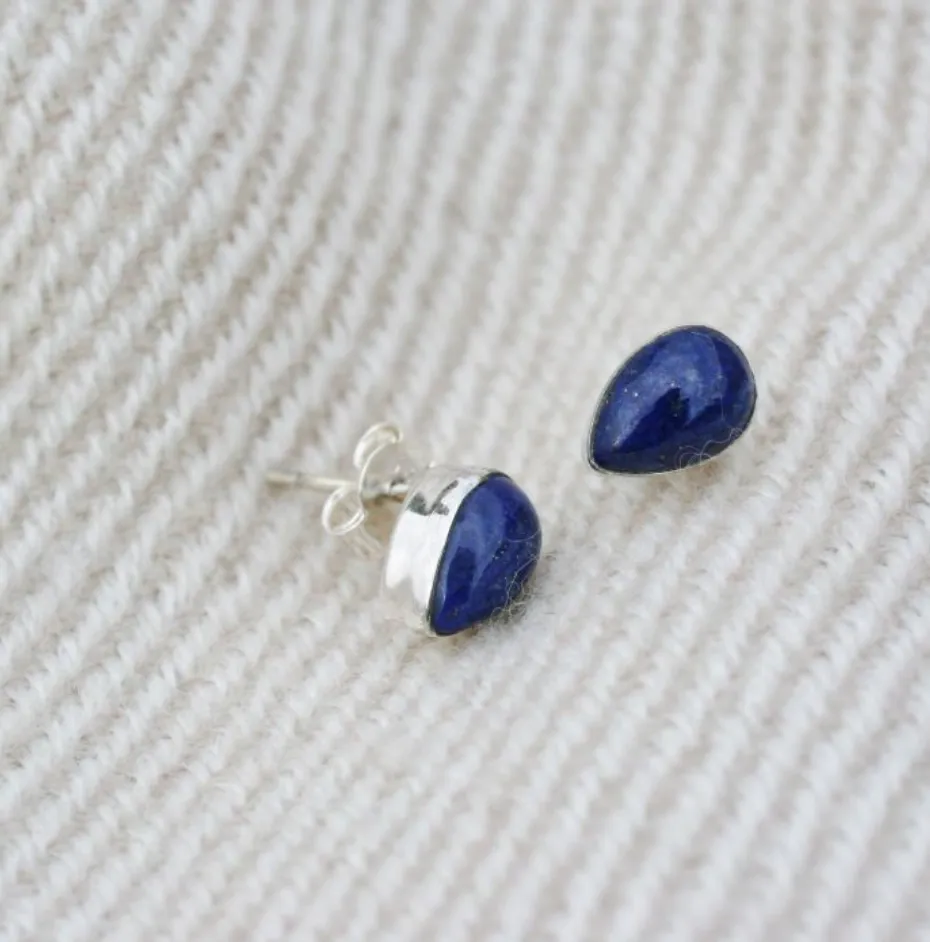 Teardrop Lapis Studs