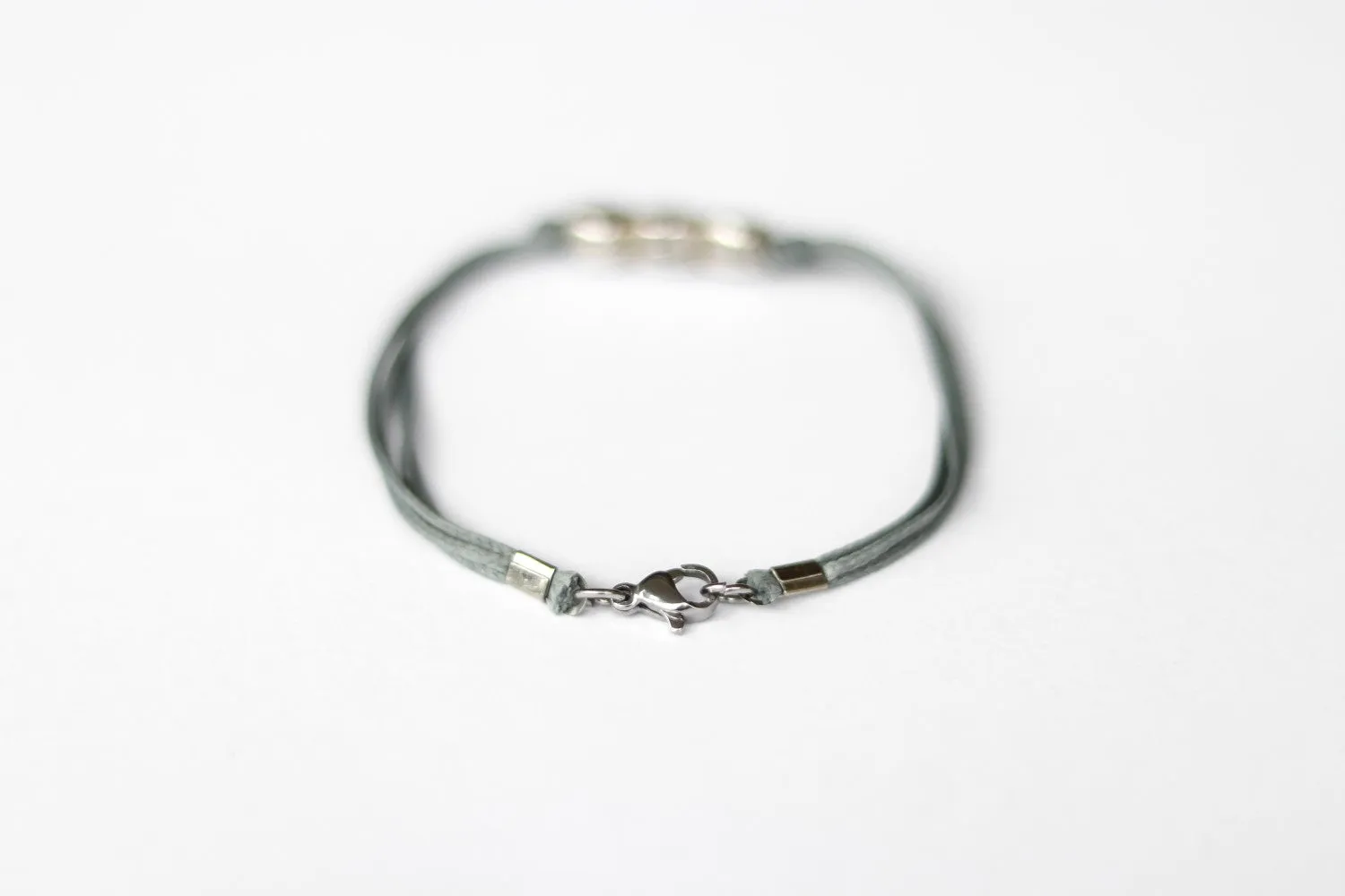 Three kids bracelet with children charms for men, custom gray bracelet, father dad bracelet, personalised