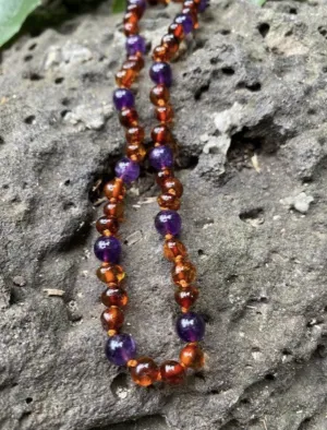 Toddler Amber Necklace; Amethyst & Amber - Amber House