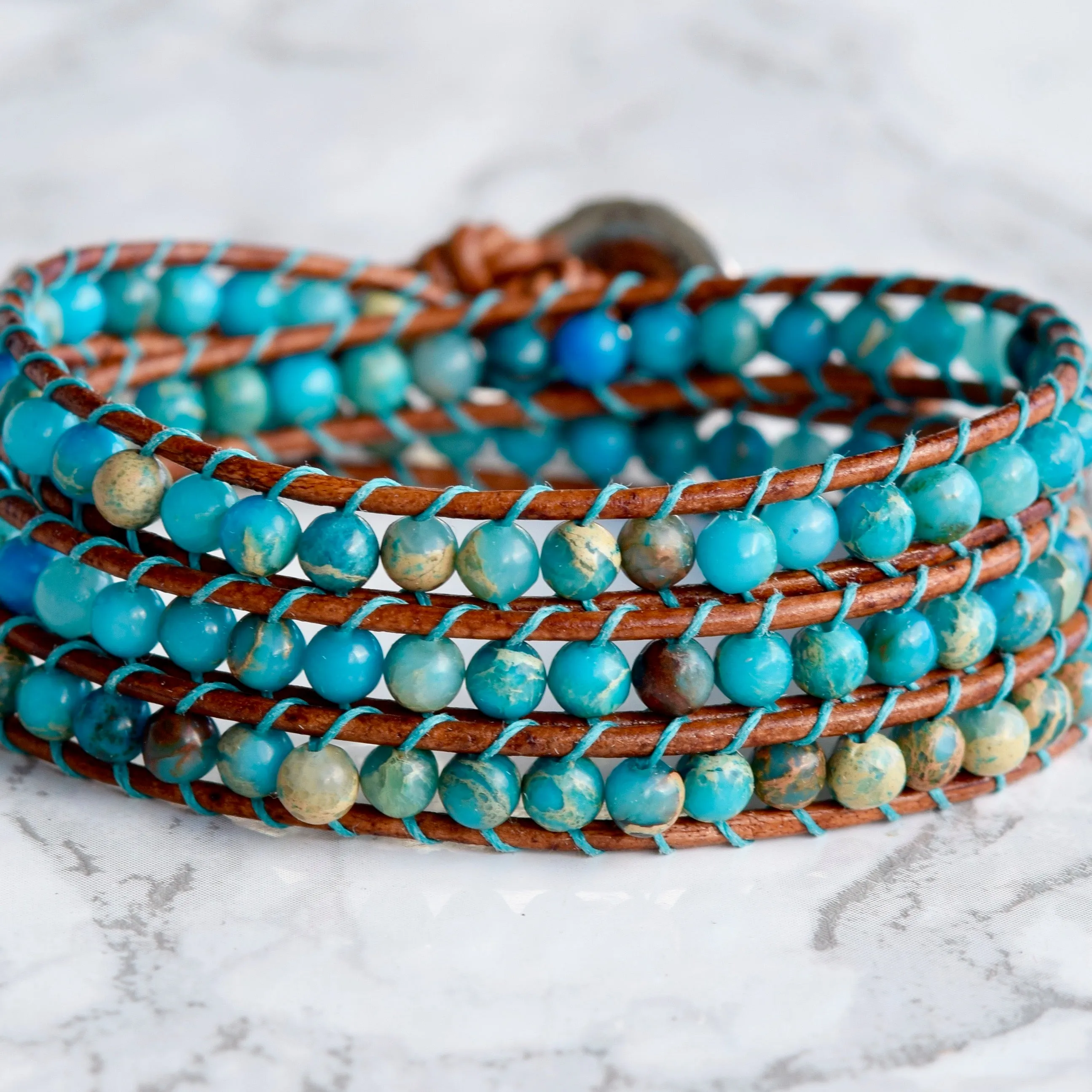 Turquoise Jasper 3 Layer Wrap Bracelet