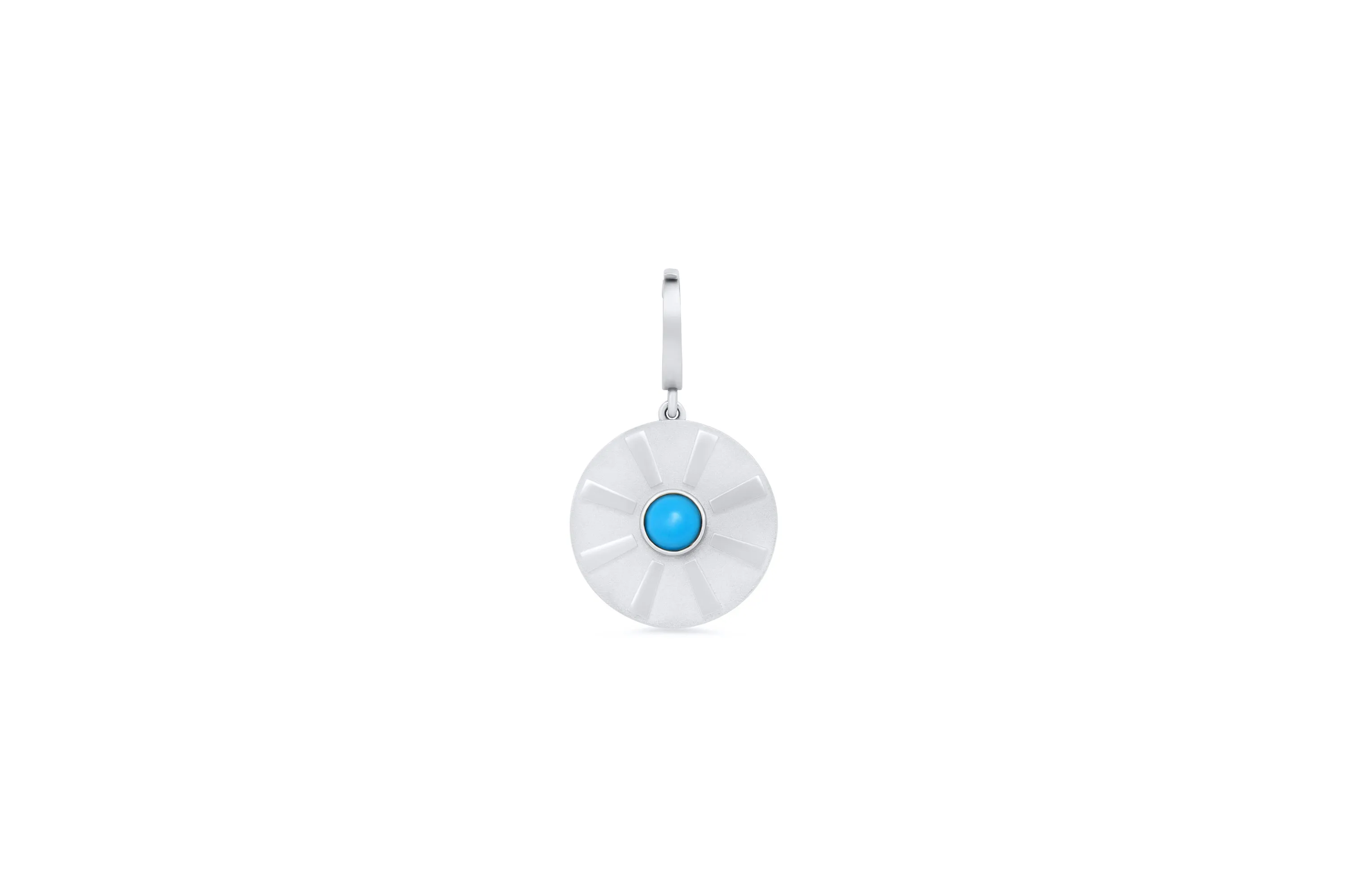 Turquoise Stone With Gold Rays Disc Charm